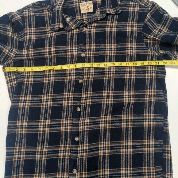 Red Head Brand Mens Button Up LS Flannel Size L Navy Outdoors Casual Bass Pro - Picture 10 of 12